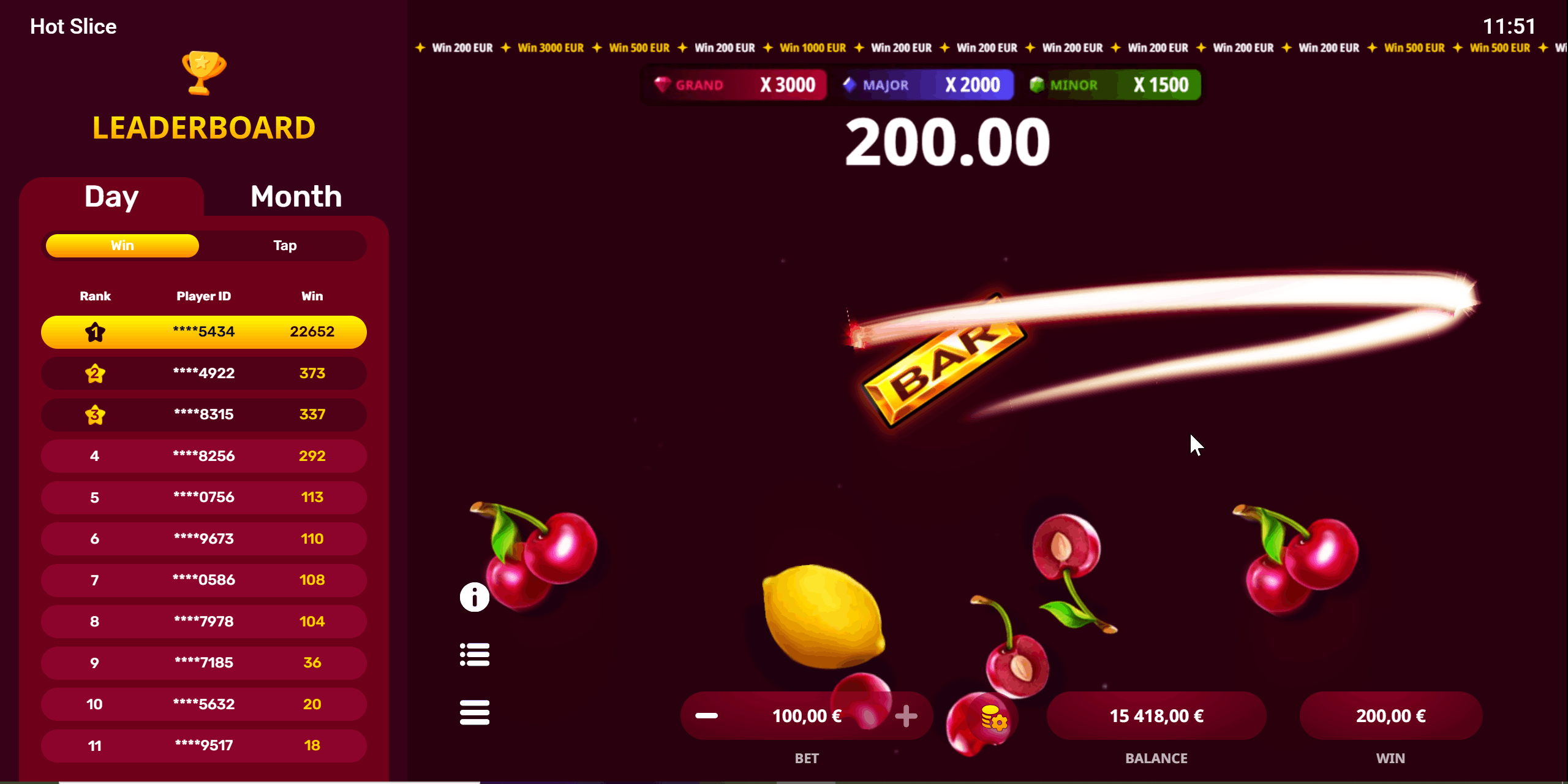 hot slice — crash slot de Evoplay en el lobby Trilenium